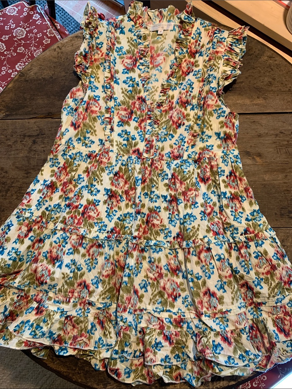 Caroline Constas Cotton Cream Floral Ruffle Mini Dress